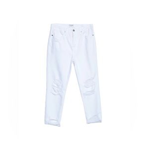 Frame High Rise White Distressed Crop Denim Size 26